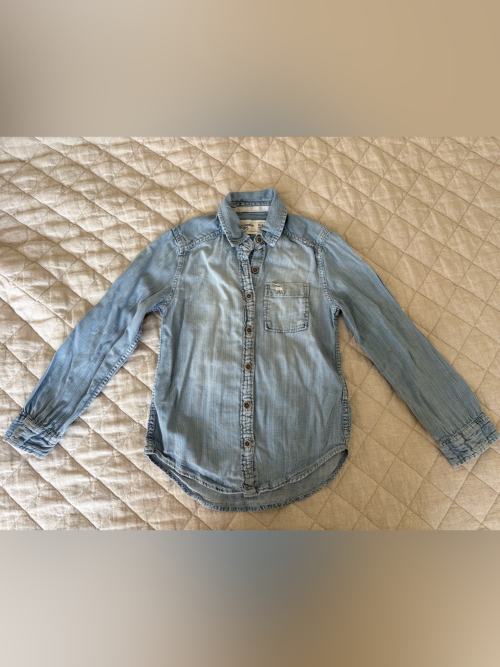 Abercrombie Kids Light Wash Denim Button-Up Shirt